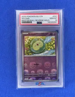 2025 Pokemon Blk EN Solosis Master Ball Reverse Holo #037 PSA 10 Gem Mint - Image 1