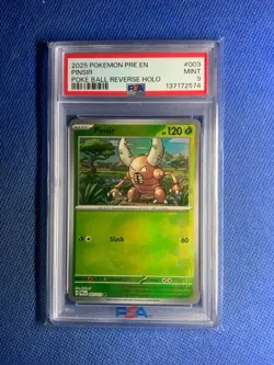 2025 POKEMON PRE EN-PRISMATIC EVOLUTIONS POKE BALL REVERSE HOLO PINSIR PSA 9 - Image 1