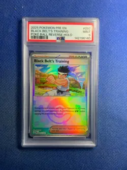 2025 POKEMON PRE EN-PRISMATIC EVOLUTIONS 097 BLACK BELT'S TRAINING HOLO PSA 9 - Image 1