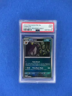 2025 POKEMON PRE EN-PRISMATIC EVOLUTIONS POKE BALL REVERSE HOLO UMBREON PSA 9 - Image 1