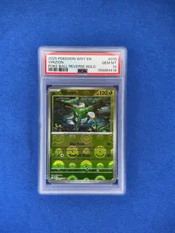 Virizion 2025 Pokemon White Flare Poke Ball Reverse Holo #010 PSA 10 - Image 1