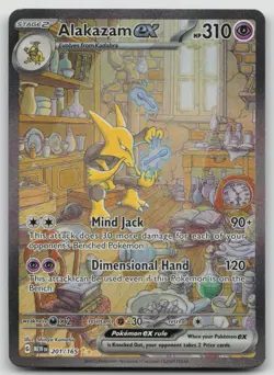 NM Alakazam ex 201/165 SV: Scarlet & Violet 151 Pokemon TCG Card Full Art - Image 1