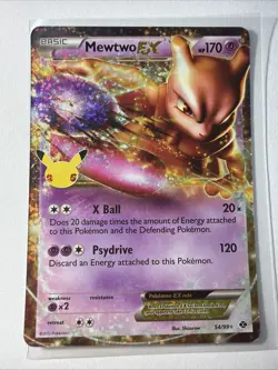 Pokemon Celebrations 25th Anniversary Card Mewtwo EX 54/99 Ultra RARE - Image 1