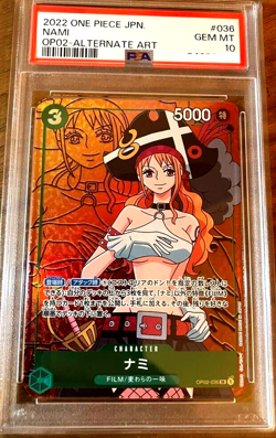 PSA 10 Nami One Piece Card Game Paramount War Alt Art OP02-036 SR Japanese - Image 1