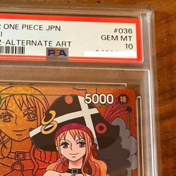 PSA 10 Nami One Piece Card Game Paramount War Alt Art OP02-036 SR Japanese - Image 3