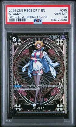 2025 ONE PIECE OP11-A FIST OF DIVINE SPEED SPECIAL ALTERNATE ART STUSSY PSA 10 - Image 1