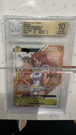 2025 One Piece Promos Japanese OP08106 Nami Serial Lottery Get Campaign BGS 10 - Image 1