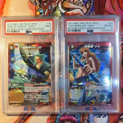 Bandai 2011 Miracle Battle Carddass One Piece OP08 Holo Zoro Nami #42 #41 Lot - Image 1