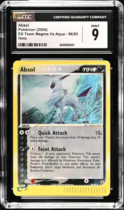 Absol 96/95 EX Team Magma Vs Team Aqua Secret Rare Holo Pokemon CGC 9 MINT - Image 1
