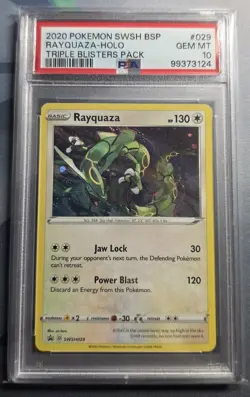 2020 Rayquaza SWSH029 Sword and Shield Holo Triple Blisters Promo Card PSA 10 - Image 1