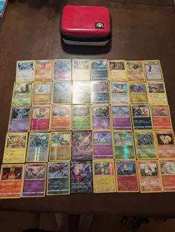 Pokemon TCG 40-Card Lot with Holo + V, English w/ Zipper Case - Image 1