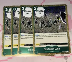 4 x One Piece CCG Electrical Luna Two Legends R Foil Card OP08-036 NM playset - Image 1