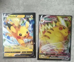 Pokemon Pikachu V & Pikachu VMAX Promo TCG Card Lot SWSH285 SWSH286 - 2 Cards - Image 1
