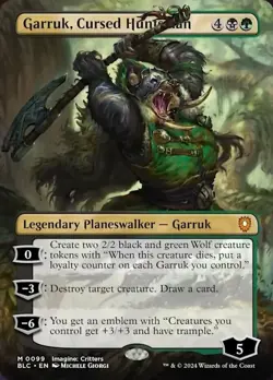 Garruk, Cursed Huntsman - Foil - Borderless - Commander: Bloomburrow - Near Mint - Image 1