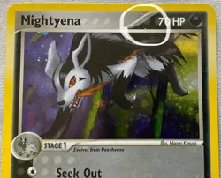 Pokemon Mightyena #12/107 Holo Rare - 2005 EX Deoxys - LP to NM W/Scratches - Image 3
