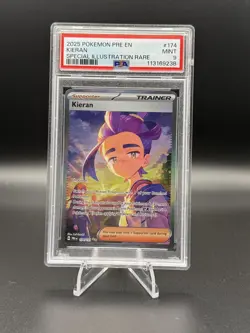 2025 POKEMON PRE EN-PRISMATIC EVOLUTIONS ILLUSTRATION RARE KIERAN #174 PSA 9 - Image 1