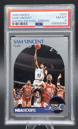 1990 HOOPS SHOWS MICHAEL JORDAN #223 SAM VINCENT PSA 8 - Image 1