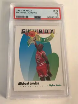1991 Skybox Salutes #572 MICHAEL JORDAN | PSA 7 NM | Chicago HOF Bulls - Image 1