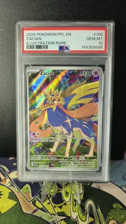 2025 POKEMON PFL EN-PHANTASMAL FLAMES ILLUSTRATION RARE #100 ZACIAN PSA 10 - Image 1