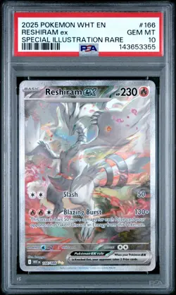 PSA 10 Reshiram EX 166/086 Wht En-White Flare Special Illustration Rare POKEMON - Image 1