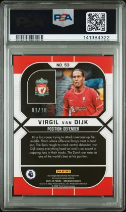 Virgil Van Dijk 2021-22 Panini Obsidian Red Flood /10 PSA 9 POP 1 🔥 - Image 2