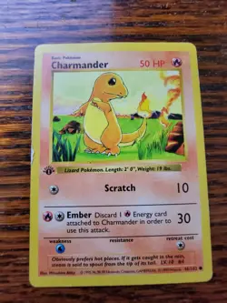 MP Pokemon TCG Charmander Base Set 46/102 Shadowless 1st Edition - Image 1