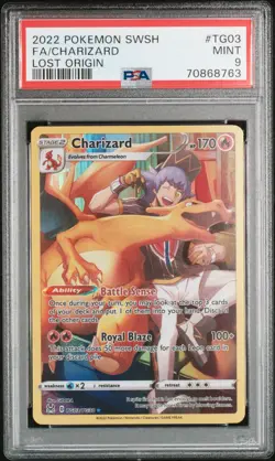 2022 POKEMON SWORD & SHIELD LOST ORIGIN #TG03 FULL ART/CHARIZARD PSA 9 - Image 1