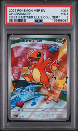 2026 POKEMON FIRST PARTNER ILLUSTRATION COLLECTION #038 CHARMANDER ** PSA 9 ** - Image 1
