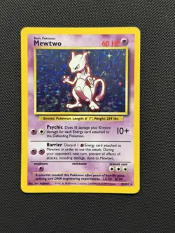 Pokemon TCG Mewtwo Base Set Unlimited Holo Vintage 010/102 NM - Image 1