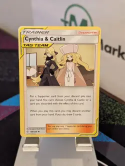 Cynthia & Caitlin 189/236 Cosmic Eclipse Pokemon TCG trading card, regular! A1 - Image 1