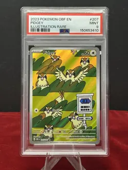 2023 Pokemon OBF EN Pidgey #207 Illustration Rare PSA 9 - Image 1