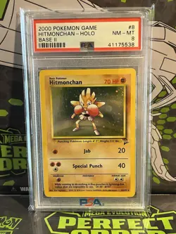 Pokemon 2000 Game Base II Hitmonchan Holo Card #8 PSA 8 NM-MT - Image 1