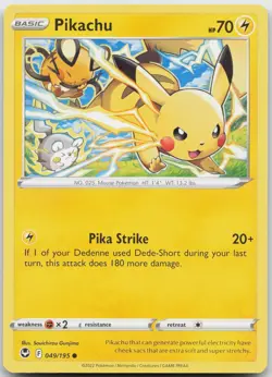 Pikachu 049/195 Common Silver Tempest Pokemon Near Mint - Image 1