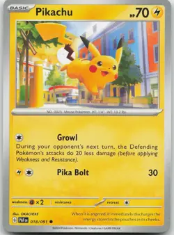 Pikachu 018/091 Common Paldean Fates Pokemon Near Mint - Image 1