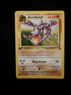 Pokemon Prerelease Aerodactyl #1/62 Holo Rare - 1st Edition Fossil - Image 1
