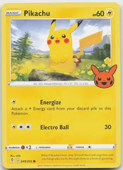 Pikachu 049/203 Promo Trick or Trade BOOster Pokemon Near Mint - Image 1
