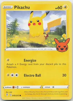 Pikachu 049/203 Promo Trick or Trade BOOster Pokemon Near Mint - Image 1