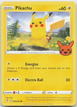 Pikachu 049/203 Promo Trick or Trade BOOster Pokemon Near Mint - Image 1