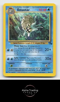 Omastar 40/62 Uncommon Fossil Pokemon Unlimited Lightly Played - Image 1
