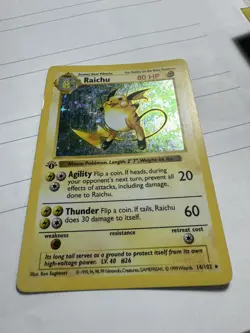 Raichu 14/102 Base Set 1st Edition Shadowless Holo 1999 Pokemon Card MP - Image 4