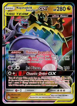 Pokemon Card - Naganadel & Guzzlord GX Cosmic Eclipse 158/236 Ultra Rare - Image 1