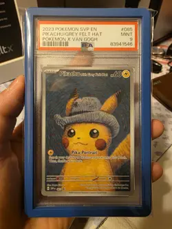 Pokemon Pikachu TCG Grey Felt Hat Van Gogh SVP085 Promo PSA 9 Mint - Image 1