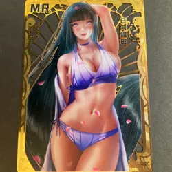 Goddess Story Gold METAL Card - Serial Number #/200! Anime Girl Bikini Hinata - Image 1