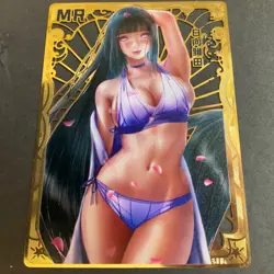 Goddess Story Gold METAL Card - Serial Number #/200! Anime Girl Bikini Hinata - Image 4