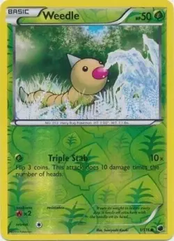 Pokemon - Weedle - 1/116 - Reverse Holo - Plasma Freeze - NM/M - Image 1
