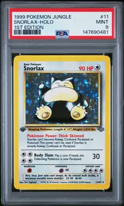 1999 POKEMON JUNGLE 1ST EDITION #11 SNORLAX-HOLO PSA 9 - Image 1