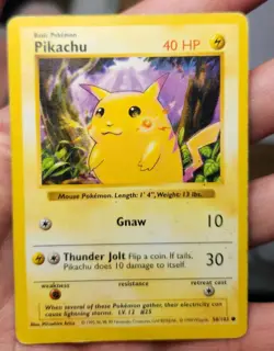 Pokemon TCG - Pikachu 58/102 Base Set Shadowless - Red Cheeks heavily played HP - Image 1