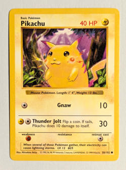 Pokemon TCG Red Cheeks Pikachu 58 / 102 Base Set Shadowless NM - Image 1