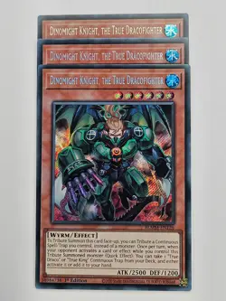 Yu Gi Oh - 3x BLMM-EN126 Dinomight Knight, The True Dracofighter - Secret Rare - Image 1