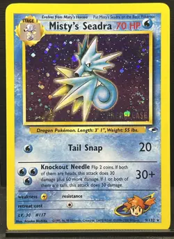 Pokemon Card - Misty's Seadra - #9/132 - Gym Heroes - Holo - SWIRL - Image 1